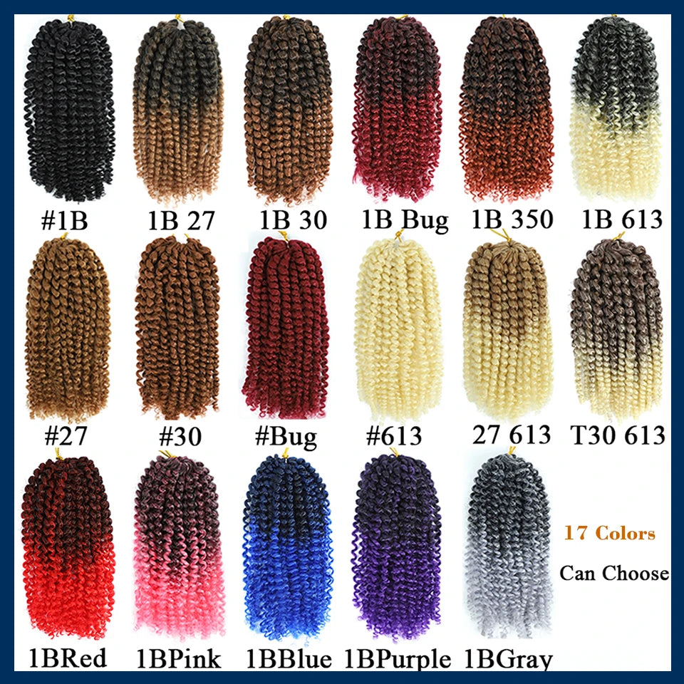 Kinky Curly Crochet Hair Extensions 8–12 Inch – Marlybob Jerry Curl Synthetic Afro Curly Hair, Short Passion Twist Braiding Crochet Hair for Women