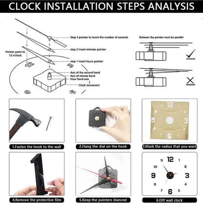 3D Frameless DIY Wall Clock — Creative Mute Digital Wall Sticker for Home, Living Room, and Office Decoration