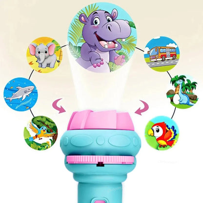 Kids Projector Flashlight Toy - 10 Cards 80 Cartoon Patterns Educational Bedtime Gift for Toddlers