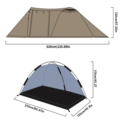 Fireproof Hot Tent for 2 People – Waterproof Extend Dome with Stove Jack & Snow Skirt, 4-Season Camping, Hiking, Hunting Winter Shelter