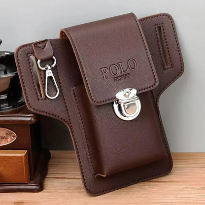 2024 Men’s Leather Belt Phone Waist Pack – Multifunctional PU Card & Key Organizer Portable Waist Bag Gift Idea