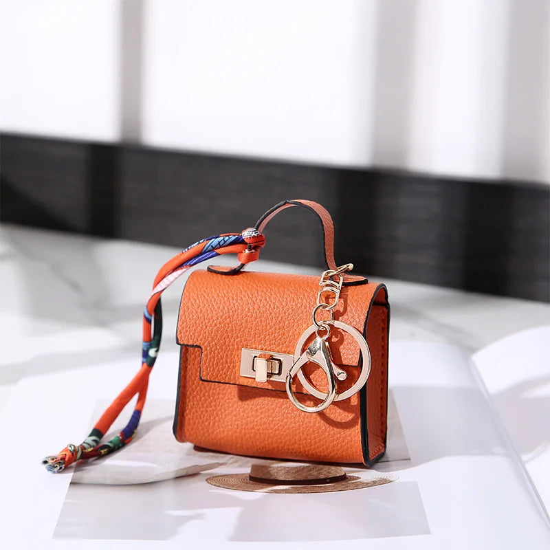 Luxury Mini Coin Purse - Fashionable Silk Scarf Bracelet Keychain Pendant Bag Accessory