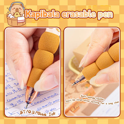 Cute Capybara Gel Pens – Erasable & Refillable Smudge-Free Ink Pens for School, Office, Stationery & Gifts