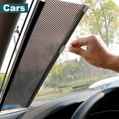 Universal Nail-Free Roller Blinds with Suction Cups - Blackout Sunshade Curtains for Car, Bedroom, Kitchen, and Office Windows, Sun-Shading and Privacy Solution