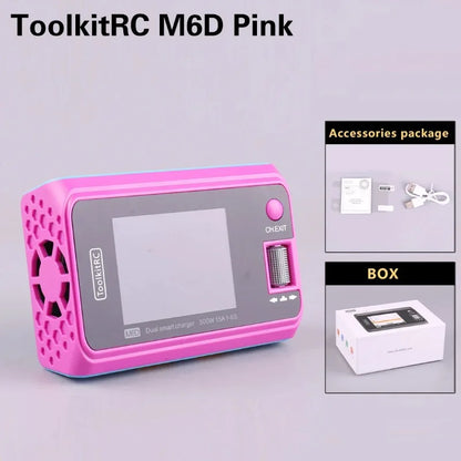 ToolkitRC M6D 500W Smart Charger - 15A Dual DC Charger & Discharger for 1-6S LiPo, LiHV, Li-Ion, NiMH & Pb Batteries