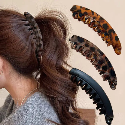 Tortoiseshell Banana Hair Clip - Fish Shape Twist Clamp Barrettes for Women Hair Styling Accessories