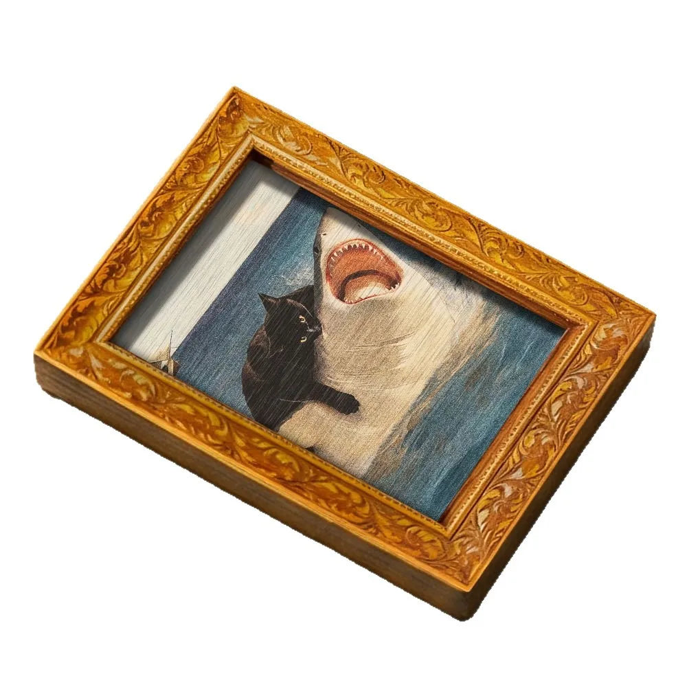 Funny Cat Shark Fridge Magnet - Retro Decorative Refrigerator Magnet for Kitchen, Office & Gifts