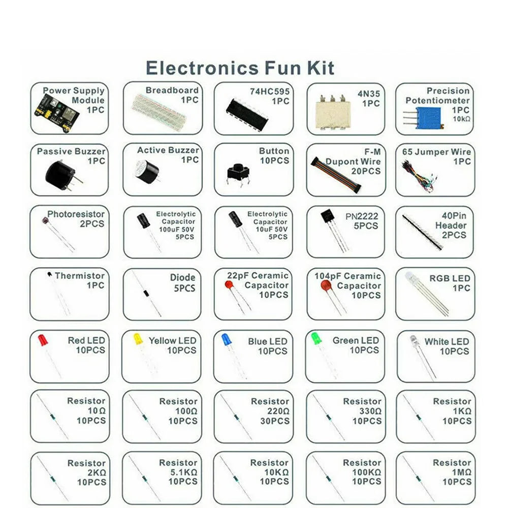 830-Piece Arduino UNO R3 DIY Starter Kit - Electronic Components Set with Solderless Breadboard for STEM Projects and Prototyping