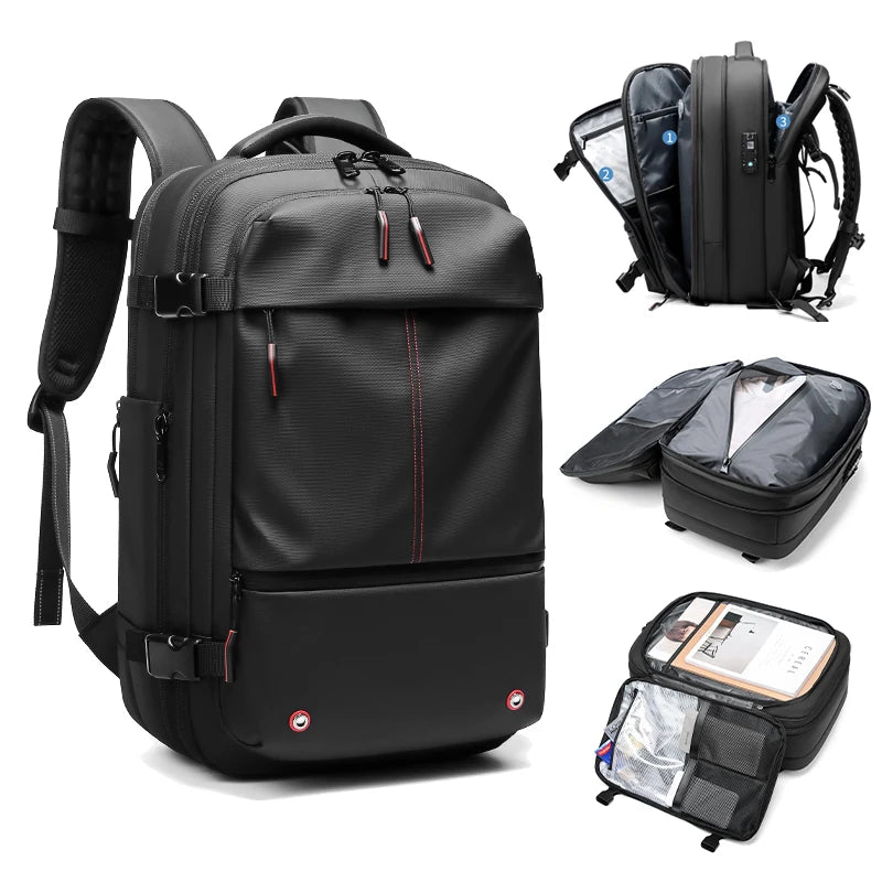 17-Inch Travel Laptop Backpack for Men - Vacuum Compression Business and School Backpack with Large Capacity for Outdoor Use
