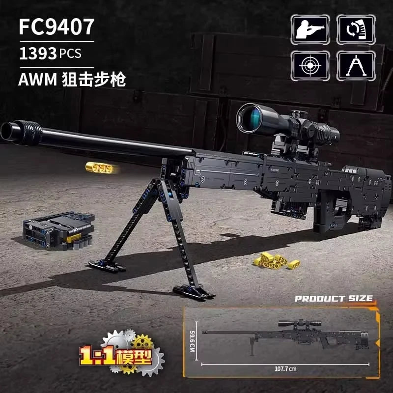 AWM, LR4, M416 & 95 Sniper Rifle Building Block Toy – Realistic Gun Model for Kids, Educational & Holiday Gift