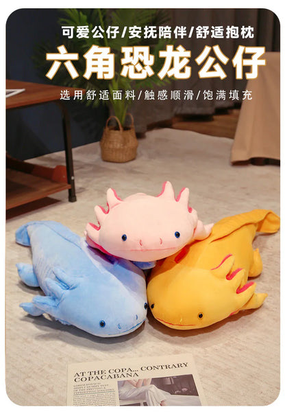 Kawaii Colorful Newt Plush Toy — 23-80cm Cute Axolotl Salamander Stuffed Animal, Fuzzy Long Pillow Cushion for Kids Gift