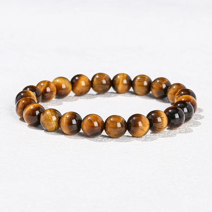Natural Stone Beaded Bracelet - Obsidian, Fluorite & Quartz Healing Stretch Jewelry for Men & Women
