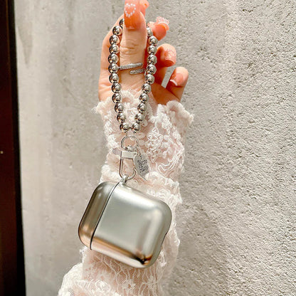 Luxury Silver-Plated AirPods Case - Heart Pendant Bracelet Chain Shockproof Cover for AirPods 3/4 & Pro 2