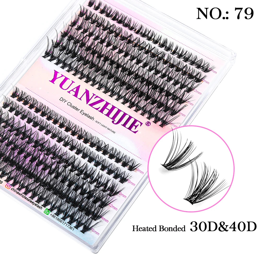 DIY 144 Cluster Lashes – Natural C/D Curl Individual Mink Eyelashes, Free Shipping, Home Makeup Supplies