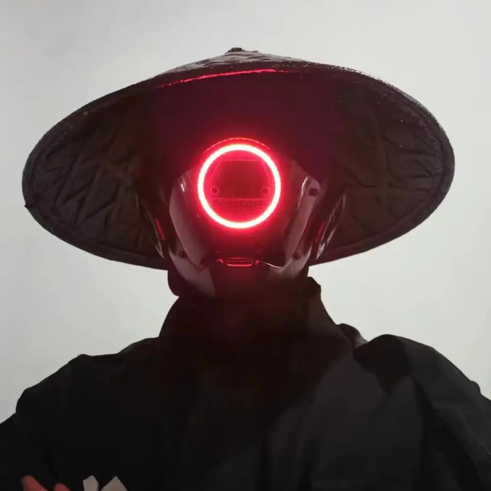 JAUPTO Punk Mask Cosplay for Men & Women – LED Round Light Mask for Halloween, Party & Music Festival Accessories