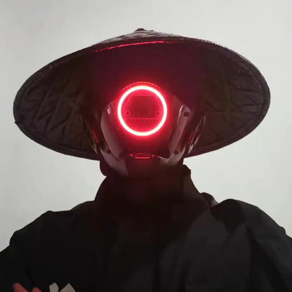 JAUPTO Punk Mask Cosplay for Men & Women – LED Round Light Mask for Halloween, Party & Music Festival Accessories
