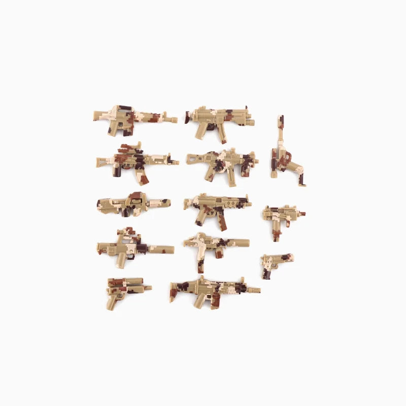 Military Building Blocks Soldier Set - Tactical Weapons Figures with Gatling Gun, Rifle, Mortar & Accessories Toy Kit