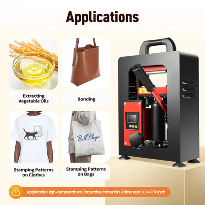 900W/1200W 5T Manual Hydraulic Rosin Heat Press – Dual Plate Oil & Wax Extraction Tool
