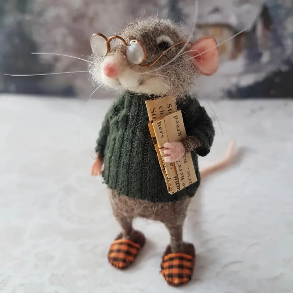 Cute Needle Felted Christmas Mouse – Handmade Holiday Ornaments & Craft Decorations