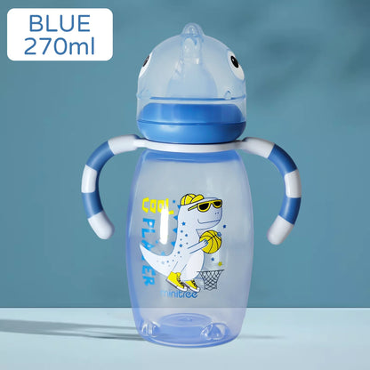 Baby Dinosaur Silicone Nipple Bottle – Imitation Breastfeeding with Straw Handle for Baby Boy & Girl
