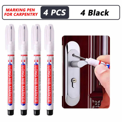 20mm Deep Hole Marker Pen Tips - Long Nib Waterproof Markers for Metal, Woodworking & Bathroom Decoration