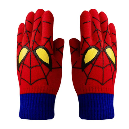 Spider Pattern Winter Gloves - Soft Stretch Knitted Full Finger Gloves for Daily Wear and Christmas Gifts