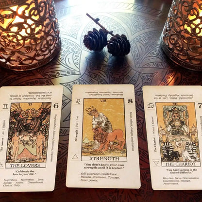 Beginner Tarot Card Deck - 78 Antiqued Tarot Cards with Meanings for Learning & Reading Practice