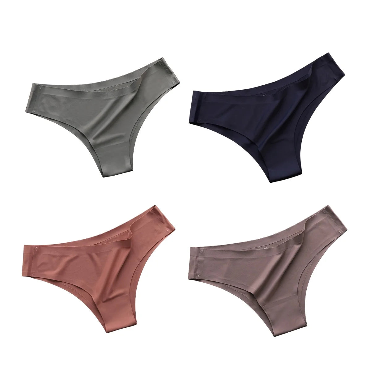 4PCS Seamless Brazilian Panties Set – Ice Silk Ultra-Thin Low Waist Women’s Briefs Sexy Soft Breathable Bikini Lingerie Underwear