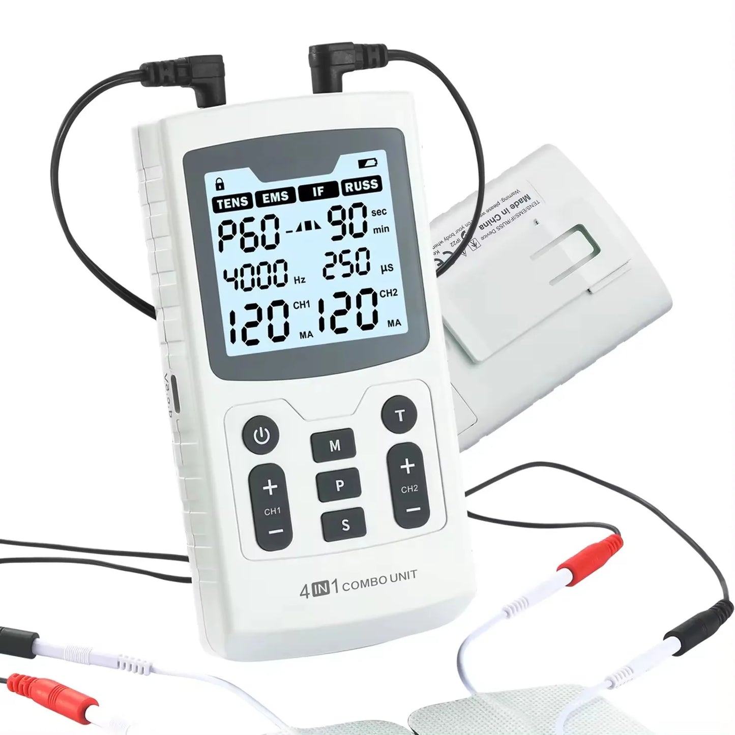 4-in-1 Electric Muscle Stimulator - EMS, IFT, RUSS, TENS High-Frequency Physiotherapy Pulse Device