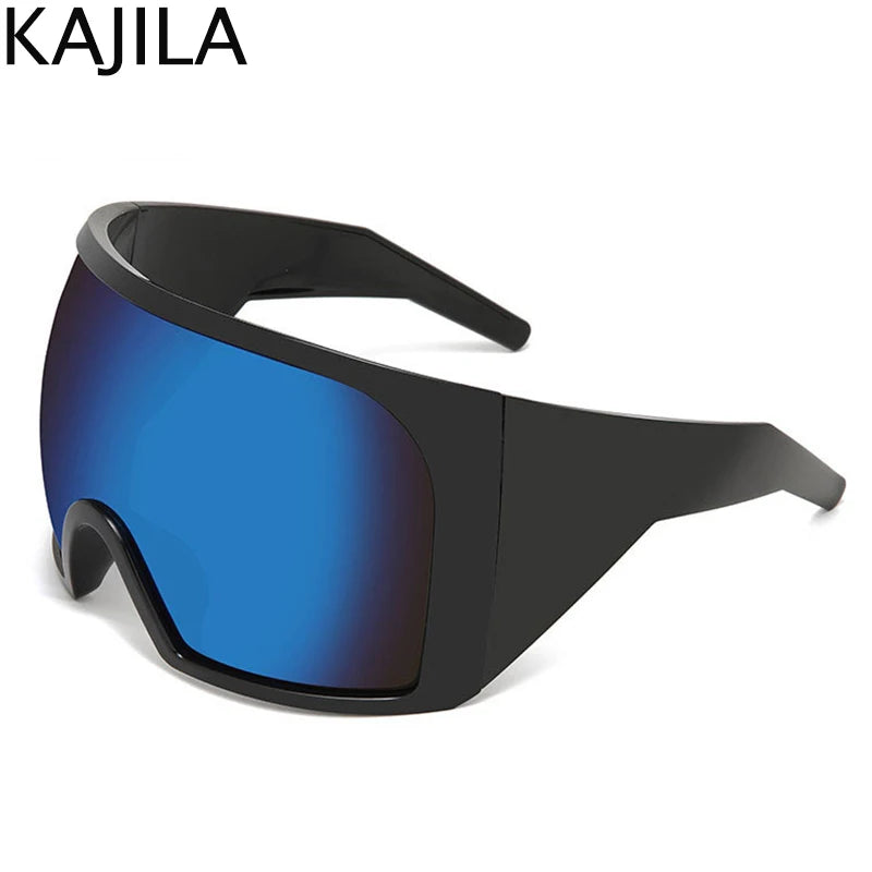 2025 Oversized Punk Shield Sunglasses – Luxury Steampunk Big Frame UV400 Sport Goggles for Women & Men