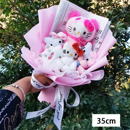 Hello Kitty Plush Bouquet — Anime Rose Soap Flowers for Wedding & Home Decor