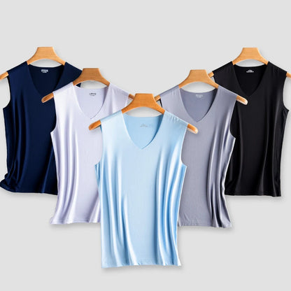 Men’s Silk Tank Top – Seamless Sleeveless Sport Vest, Plain Casual Summer Undershirt for Gym & Everyday Wear