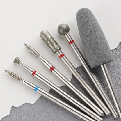 6pcs Diamond Sand Nail Files Set - Electric Manicure Drill Bits for Cuticle Polishing, Nail Grinding & Acrylic Removal