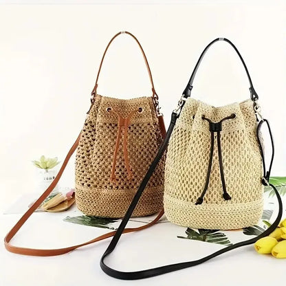 3PCS DIY Crochet Bag Accessories Set – Adjustable Strap, Drawstring Closure & Faux Leather Base for Handmade Handbags