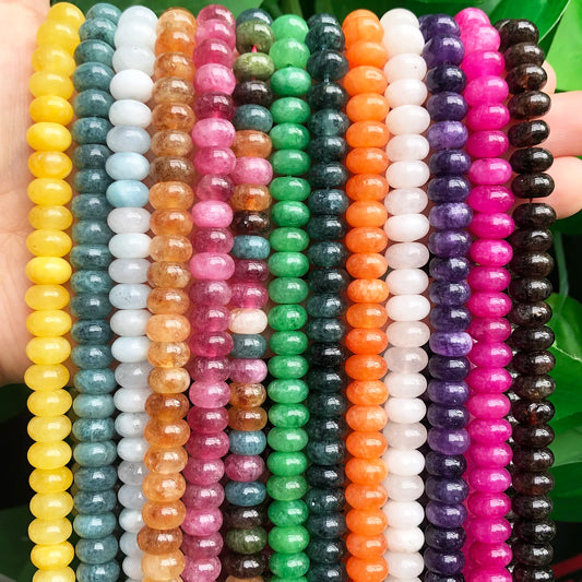 Natural Stone Rondelle Beads - 5x8mm Tourmaline, Citrine & Quartz Loose Beads for DIY Bracelets