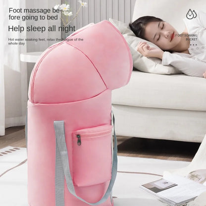 Heightened Folding Foot Soak Bucket - Over-Calf Knee Protection, Portable for Home and Travel, 1 Piece Fumigation Foot Wash Bag