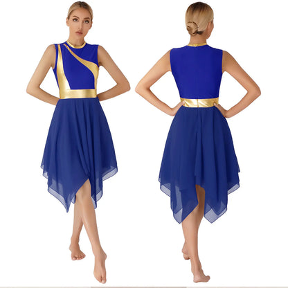 Women's Praise Dance Dress - Modern Liturgical Church Choir Costume with Irregular Hem for Ballet & Contemporary Dance
