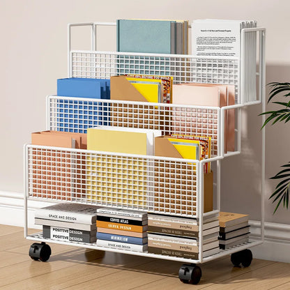 Multi-Layer Storage Trolley Cart - Rolling Bookshelf, Kitchen & Bathroom Organizer with Wheels