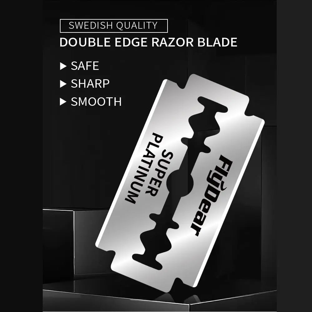 Double Edge Beard Shaver Set – Men's Classic Stainless Steel Razor with Trimmer Blades and Storage Box