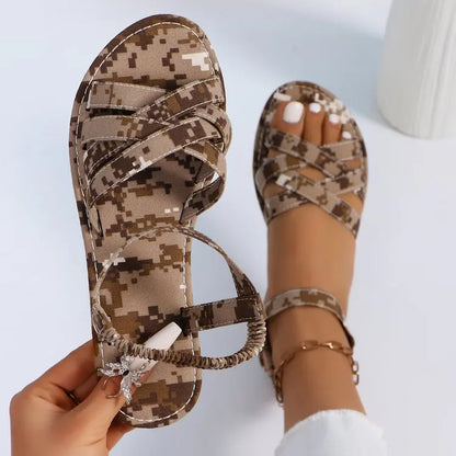 Women's Chic Spring Flat Sandals - Lightweight Elastic Band Comfort Shoes for All-Day Casual Style