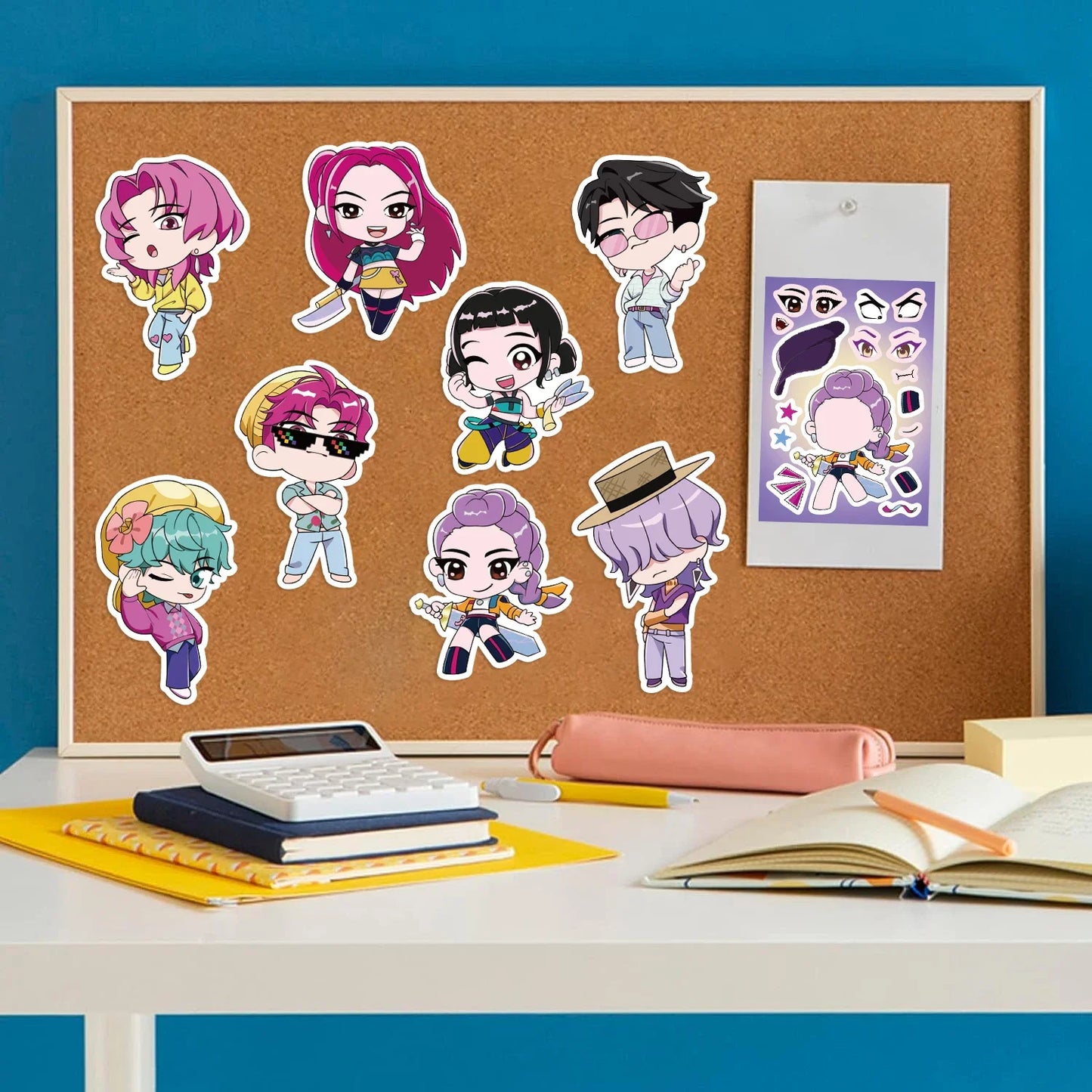 MINISO Kpop Demon Hunter Stickers — 8/32 Sheets Huntrix Scrapbook, Phone, Notebook Decoration & Party Favors Gift