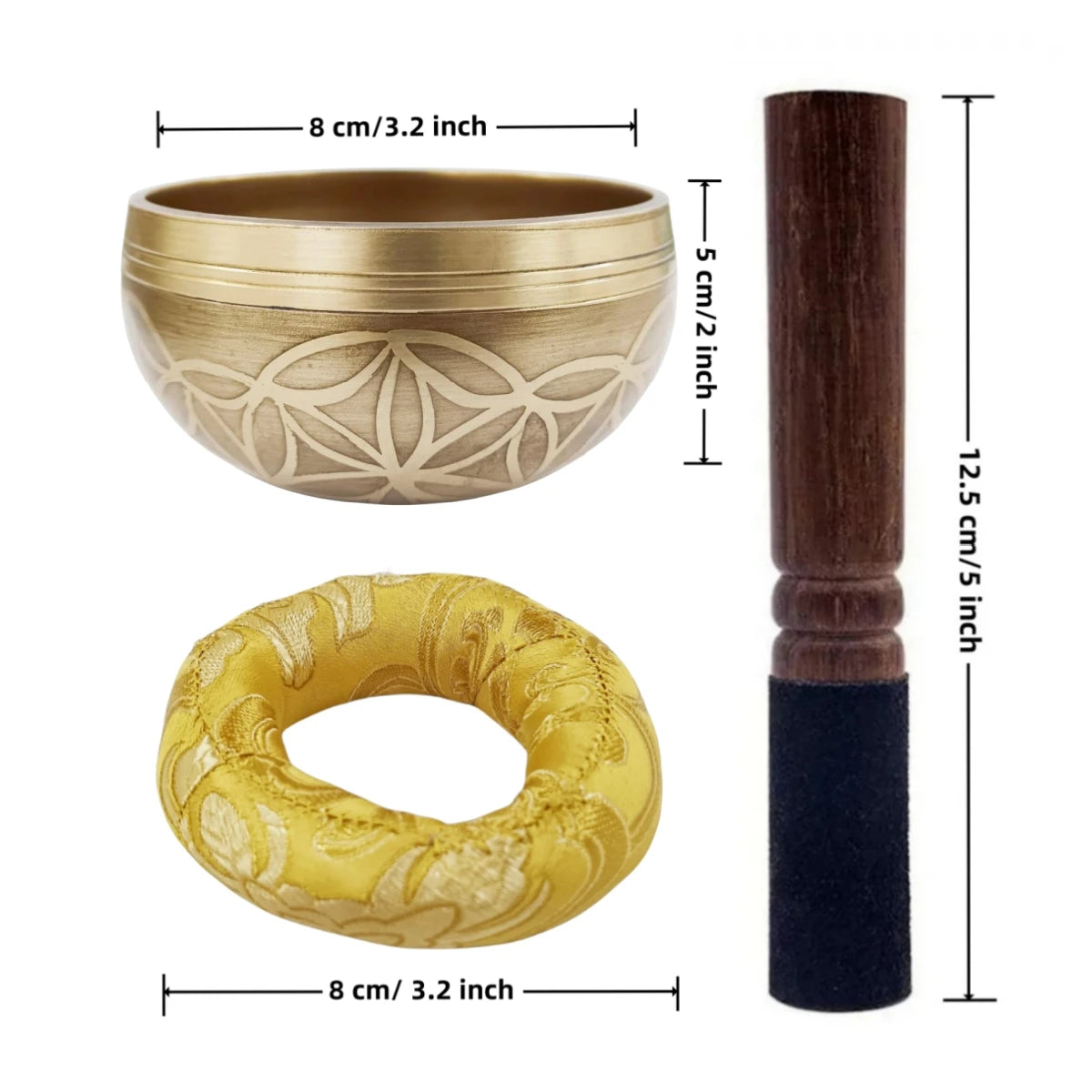 Miwayer Tibetan Singing Bowl Set - Flower of Life Design, Perfect for Meditation, Yoga, Stress Relief & Mindfulness