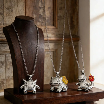 Anime Monster Alloy Pendant Necklace - Bulbasaur Charmander Gengar Character Jewelry Gift