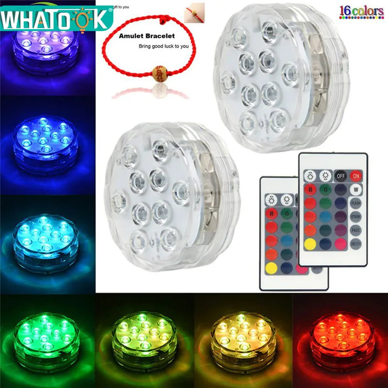 10LED RGB Submersible LED Light – Battery Operated Underwater Night Lamp for Pool, Garden, Wedding & Vase Decorations
