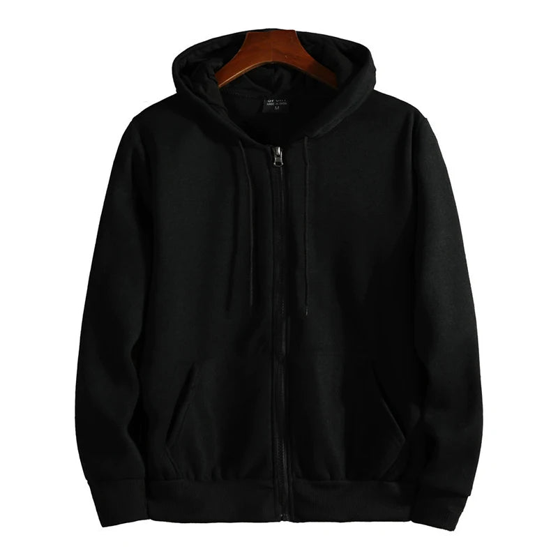 Men’s Zipper Hoodie – Autumn Winter Long Sleeve Casual Sportswear Hooded Sweatshirt Loose Fit