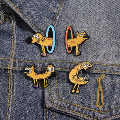 Colorful Cat & Dog Anime Brooch – Cartoon Pin for Clothing, Collars, and Film & TV Accessories