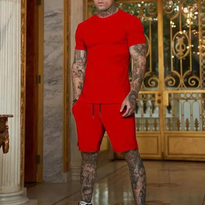 Men's Summer Sports Suit - Breathable T-Shirt & Shorts Two-Piece Casual Outdoor Tracksuit Set