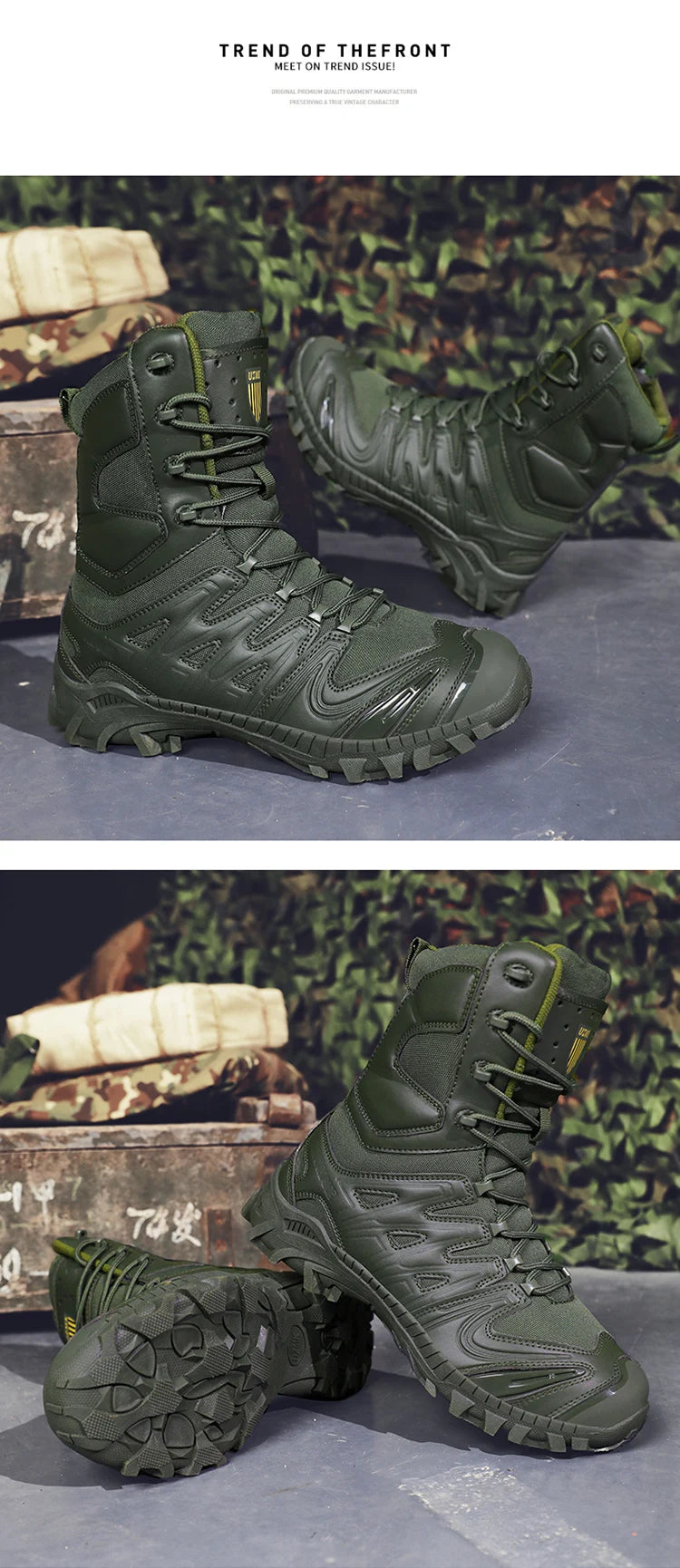 Special Forces Desert Combat Boots - Men's Tall Wear-Resistant Tactical, Waterproof Training & Outdoor Mountaineering Sports Boots