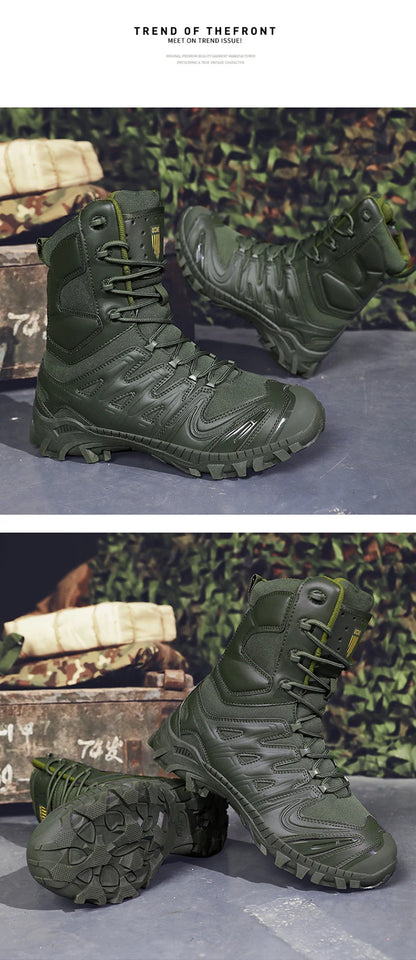 Special Forces Desert Combat Boots - Men's Tall Wear-Resistant Tactical, Waterproof Training & Outdoor Mountaineering Sports Boots