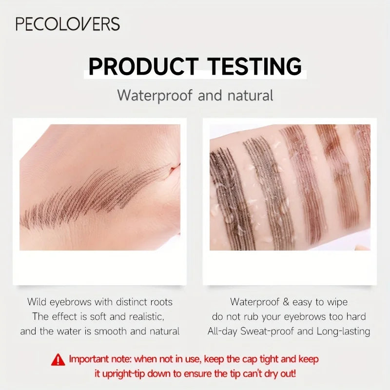 6-Color Waterproof Eyebrow Pen – 4-Split Tip Liquid Eyebrow Tattoo Pencil for Natural Long-Lasting Makeup & Definition